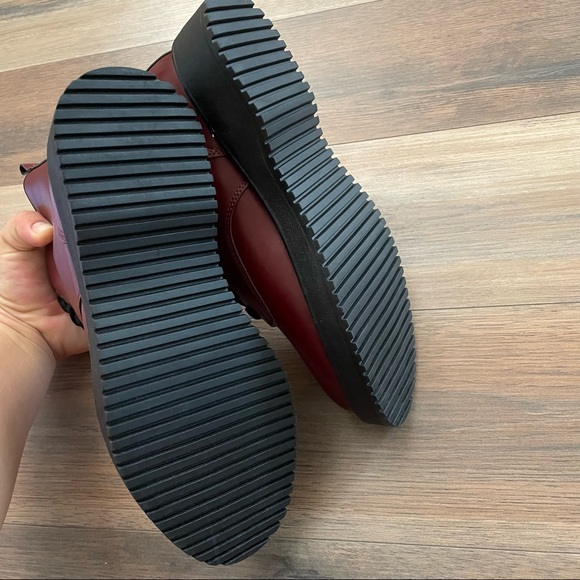 Madden Girl Kurrt Burgundy Paris Combat Boots Side Zip LaceUp Round Toe - Picture 6 of 7